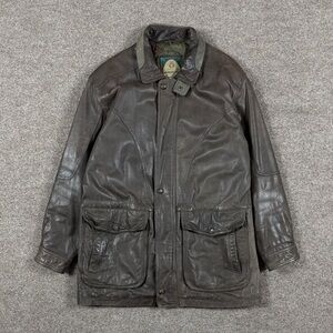 Vintage Members Only Brown Genuine Leather Full Zip Chore Hunting Jacket Men’s M